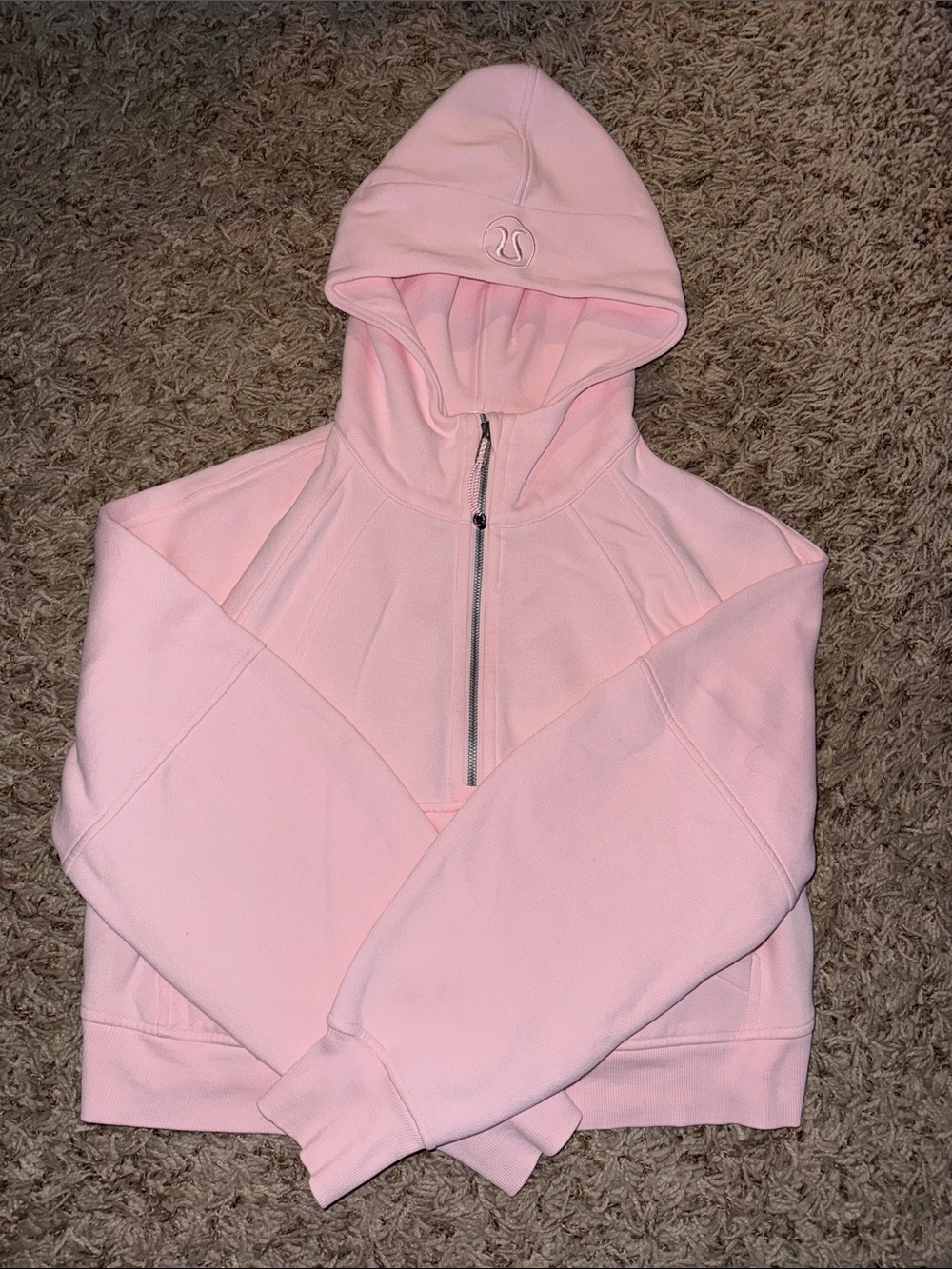 lululemon athletica Light Pink Half-Zip Hooded Sweater